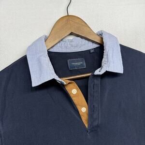 7 Diamonds Polo Shirt Men's Large Blue Solid Knit Preppy Golf Sterling Rugby
